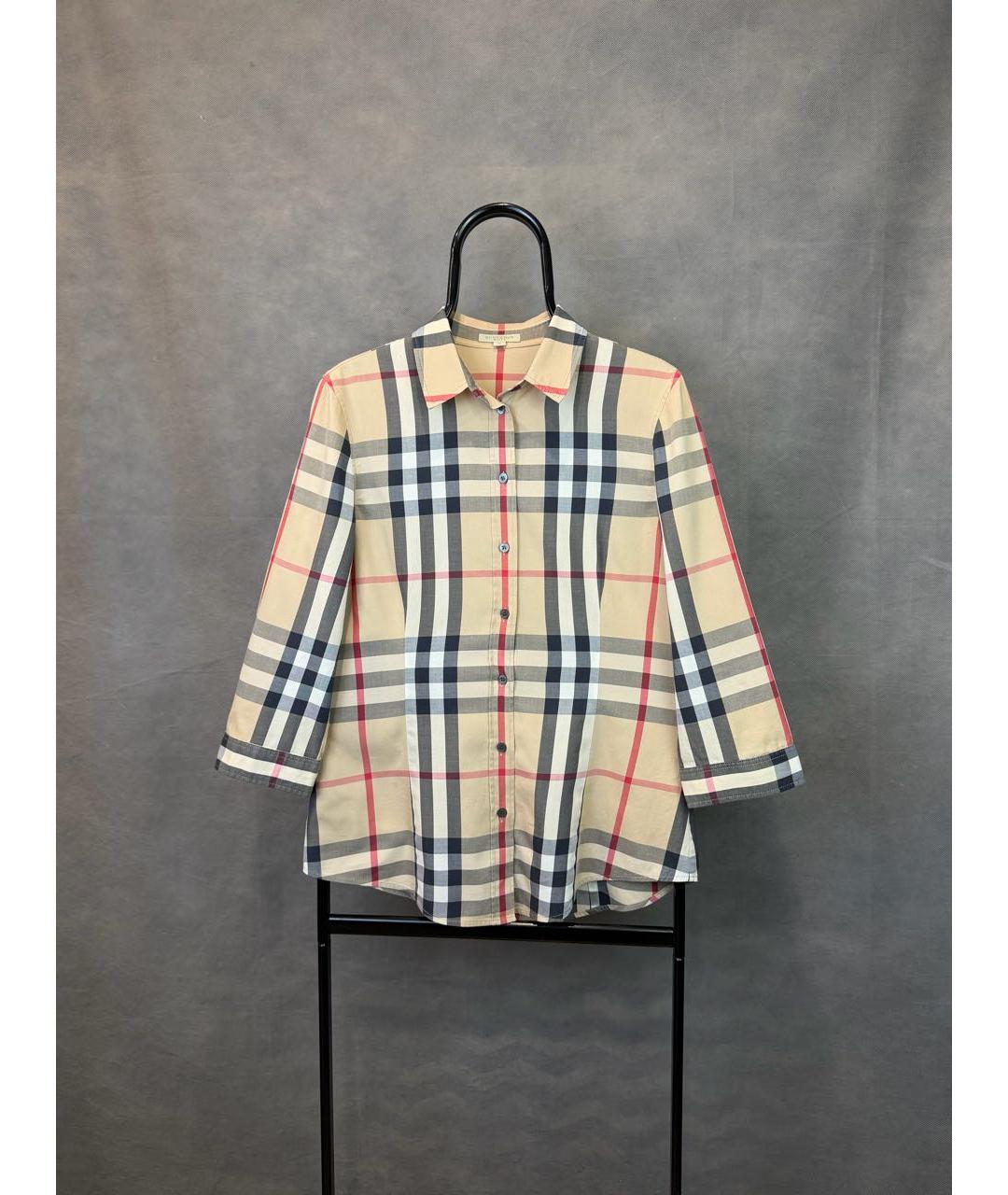 BURBERRY Бежевая хлопко-эластановая рубашка, фото 8