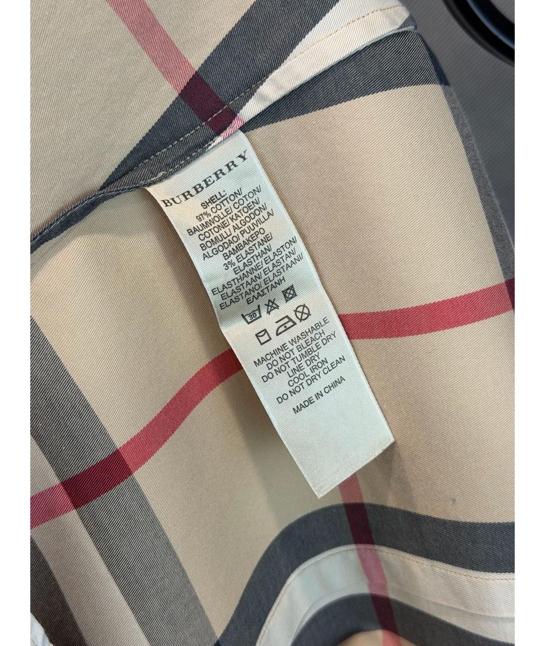BURBERRY Бежевая хлопко-эластановая рубашка, фото 7