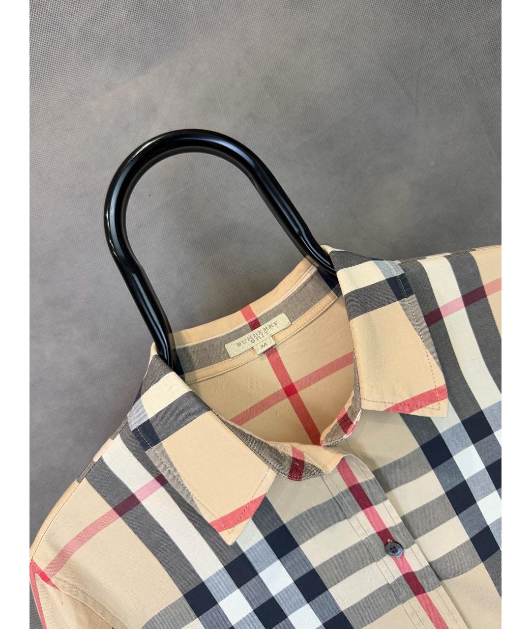 BURBERRY Бежевая хлопко-эластановая рубашка, фото 3