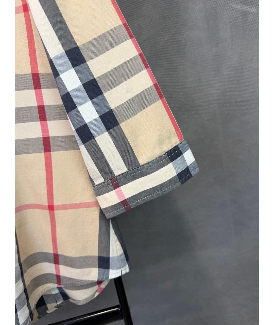 BURBERRY Бежевая хлопко-эластановая рубашка, фото 6