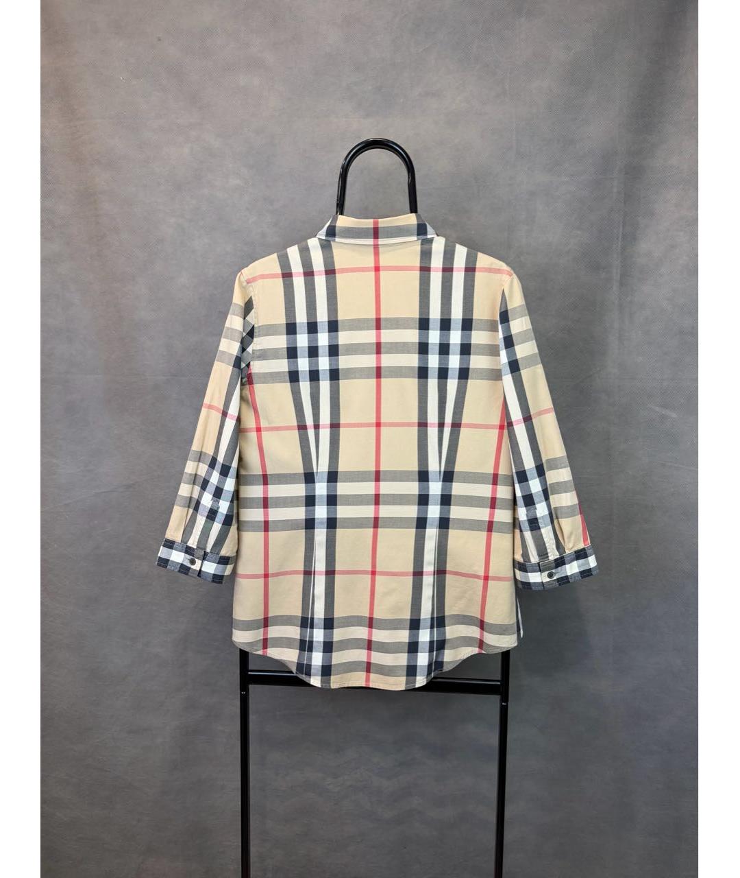 BURBERRY Бежевая хлопко-эластановая рубашка, фото 2