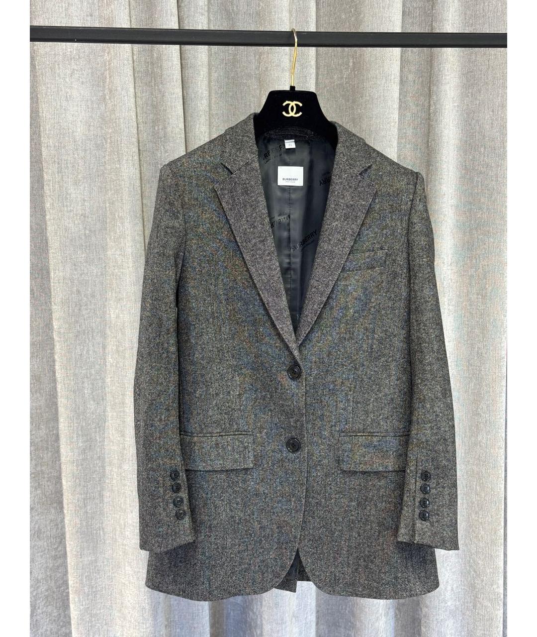 BURBERRY Антрацитовый шерстяной жакет/пиджак, фото 6