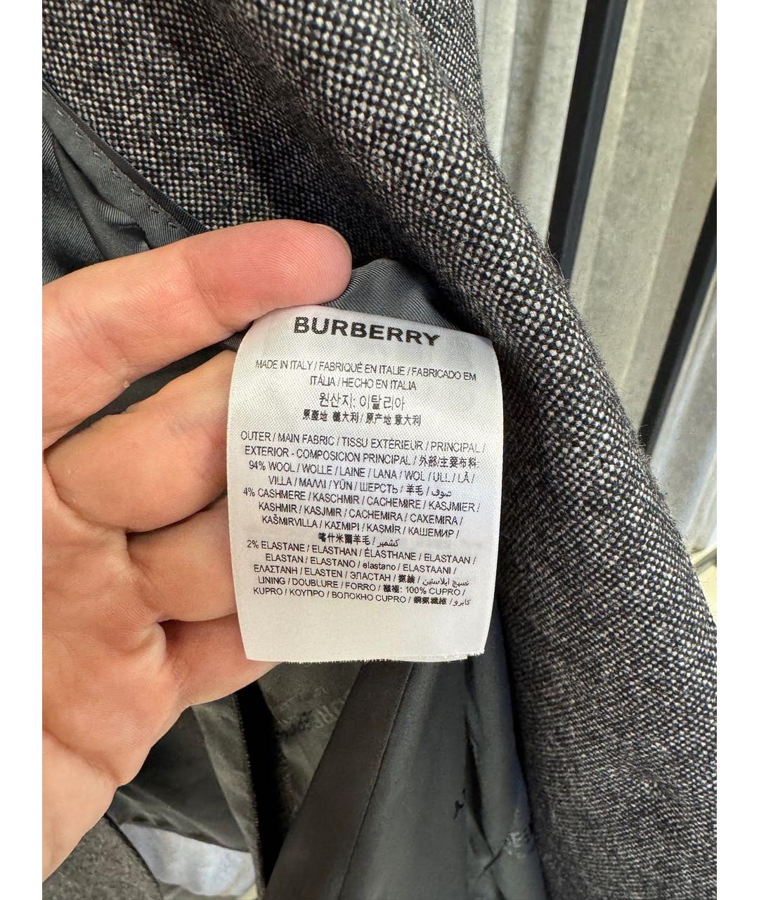BURBERRY Антрацитовый шерстяной жакет/пиджак, фото 4