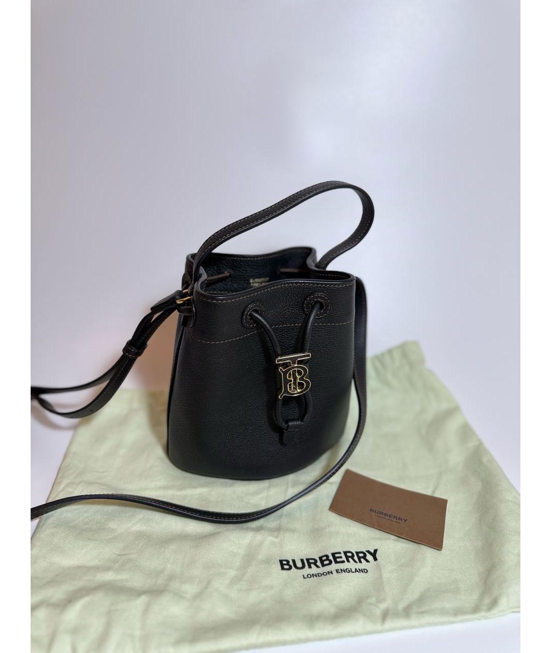 BURBERRY Черная кожаная сумка через плечо, фото 5