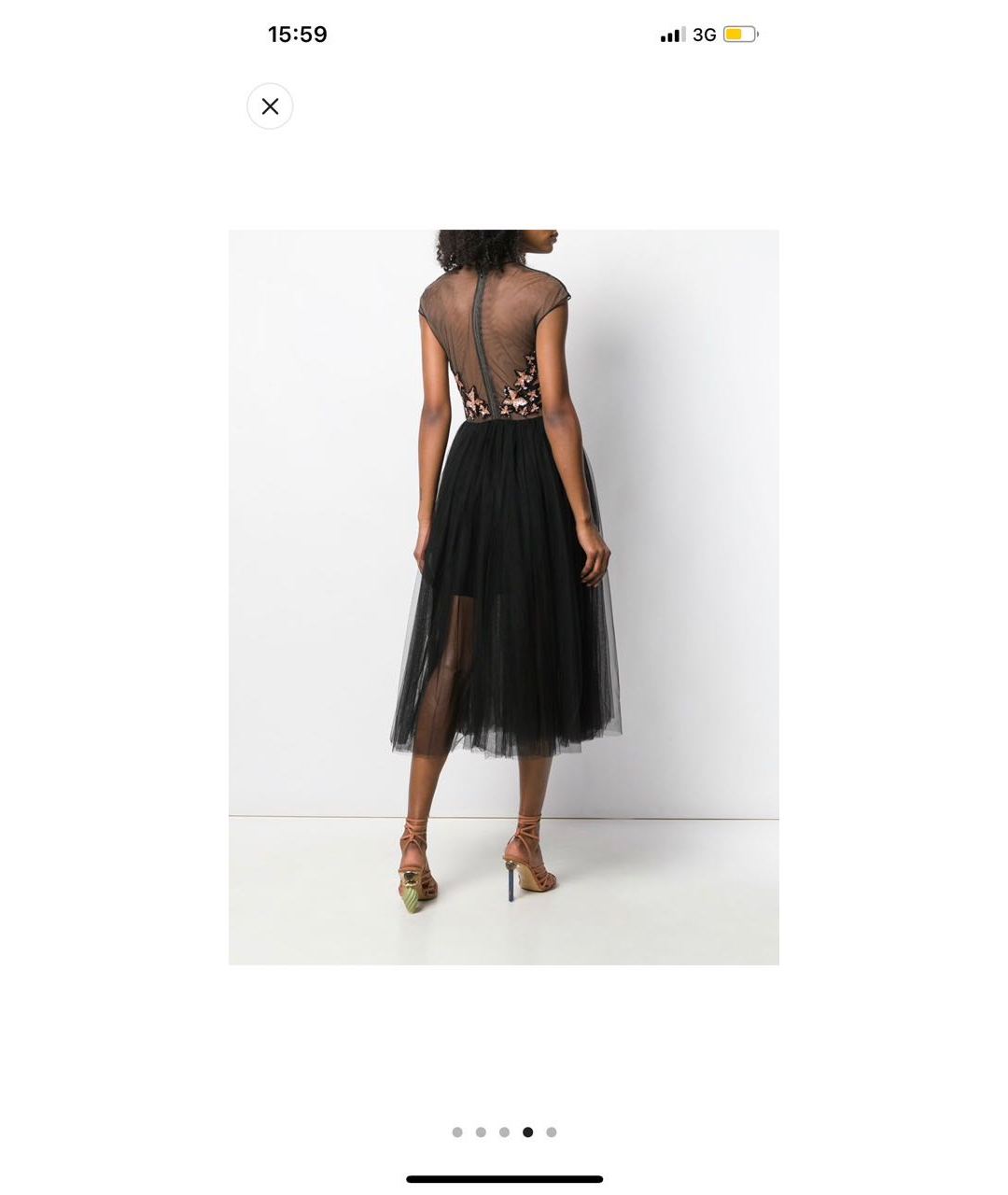 ELISABETTA FRANCHI Черное сетчатое коктейльное платье, фото 3