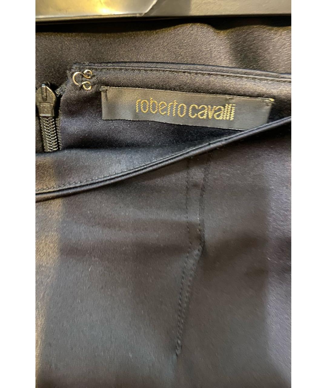 ROBERTO CAVALLI Черная шелковая юбка миди, фото 3