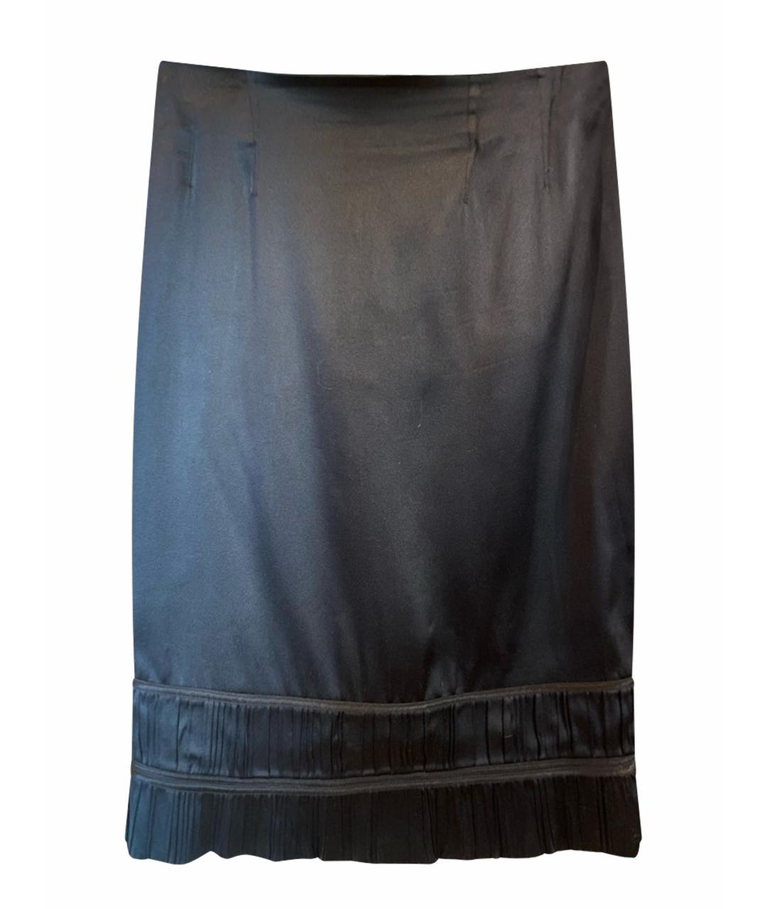 ROBERTO CAVALLI Черная шелковая юбка миди, фото 1