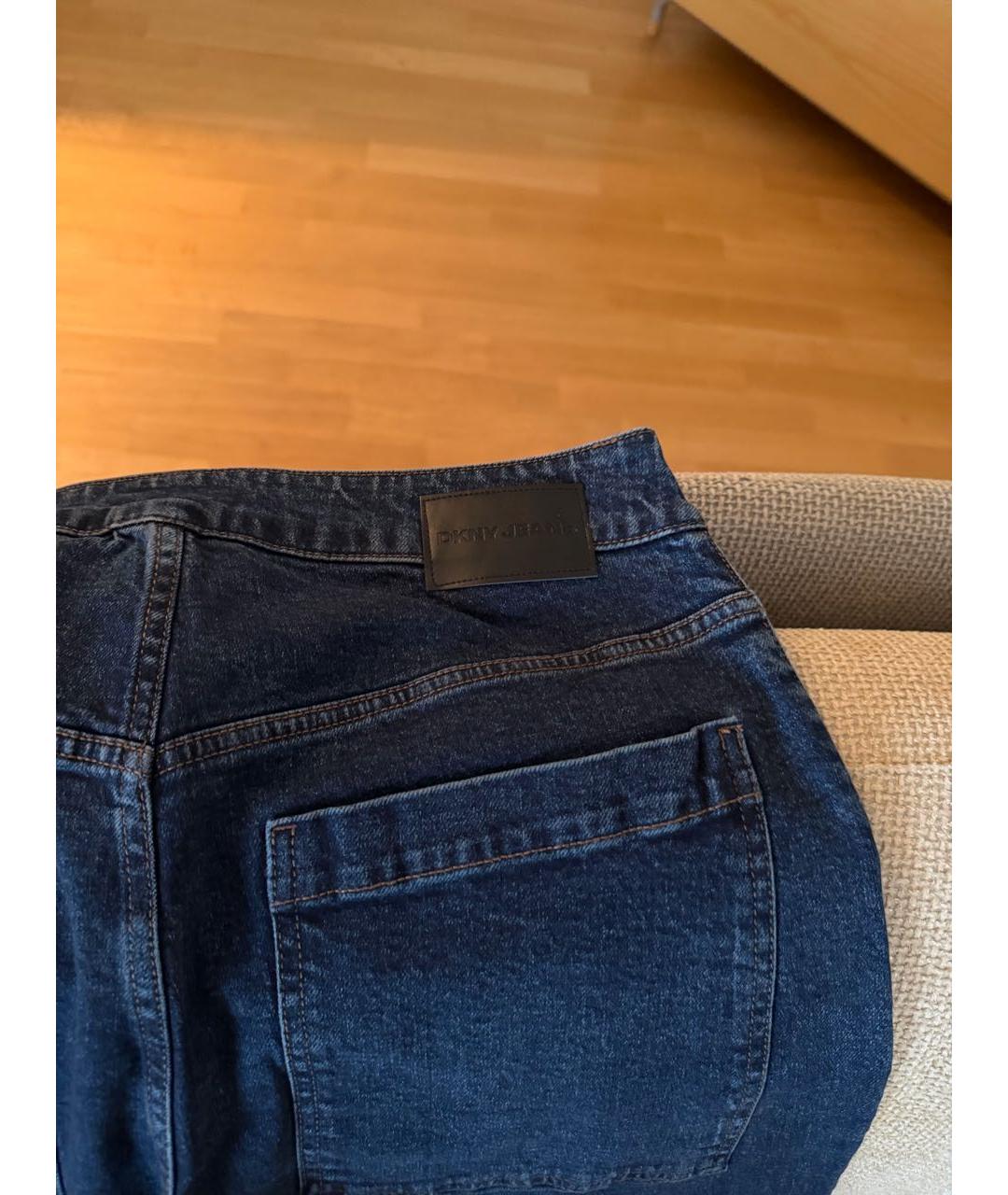 DKNY Темно-синие хлопко-эластановые прямые джинсы, фото 6