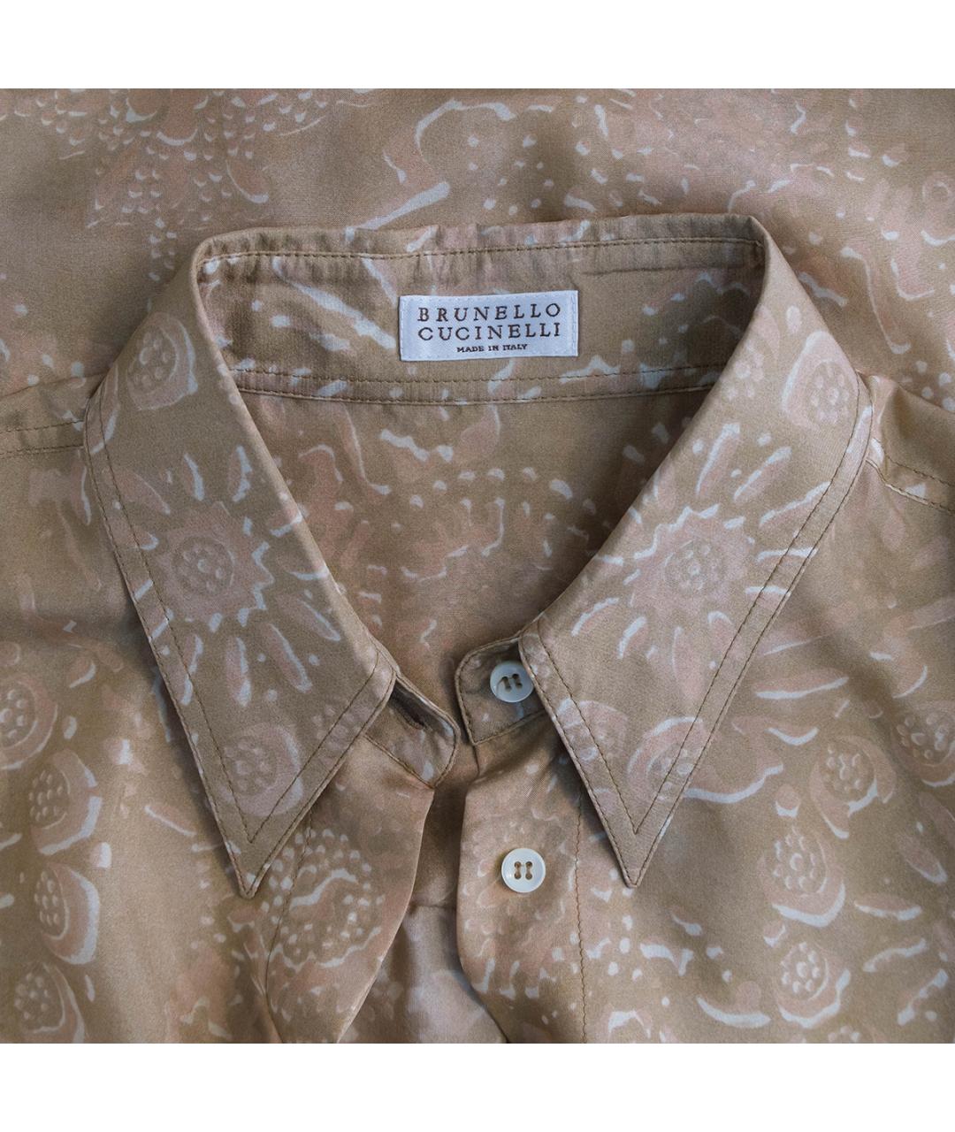 BRUNELLO CUCINELLI Бежевая шелковая блузы, фото 3
