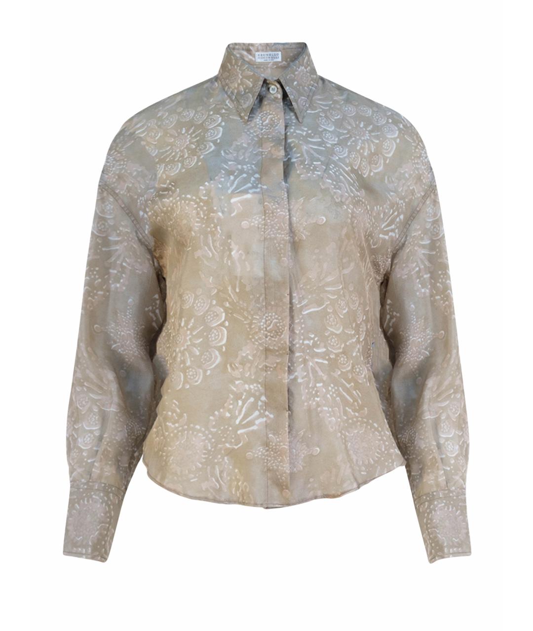 BRUNELLO CUCINELLI Бежевая шелковая блузы, фото 1