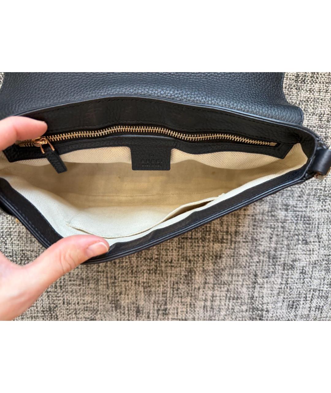 GUCCI Черная кожаная сумка через плечо, фото 3