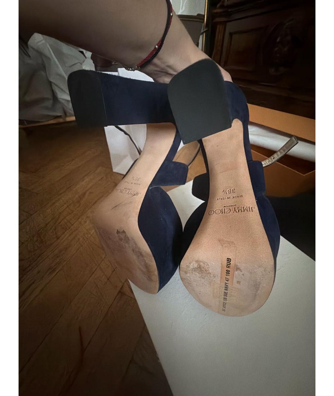 JIMMY CHOO Темно-синие замшевые туфли, фото 4