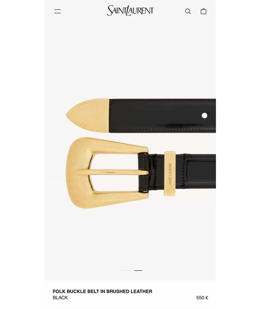 SAINT LAURENT Черный кожаный ремень, фото 4