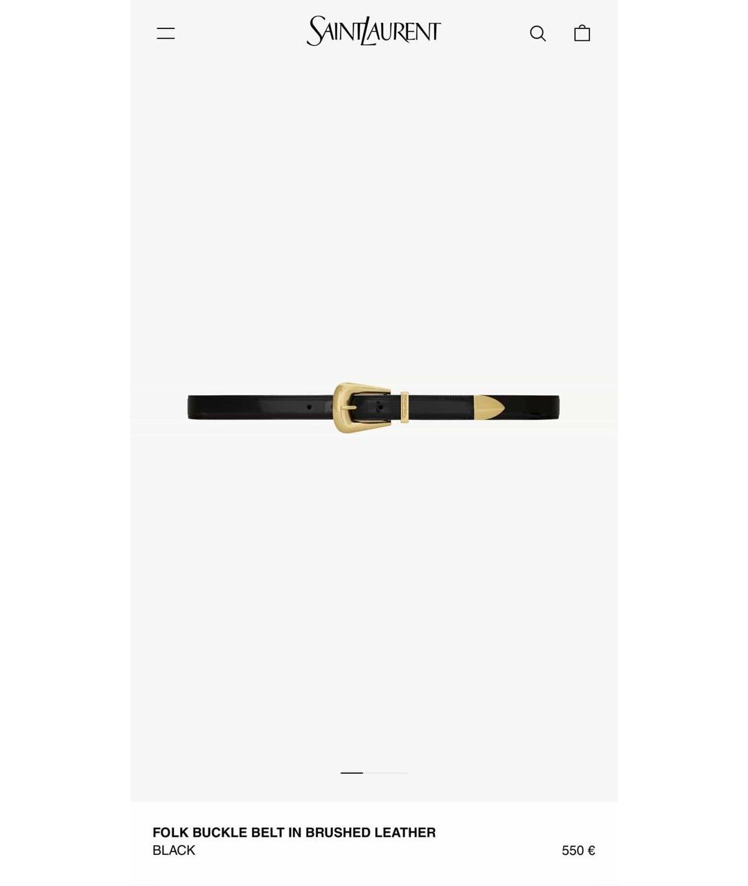 SAINT LAURENT Черный кожаный ремень, фото 6