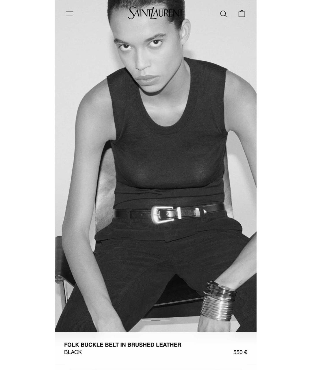 SAINT LAURENT Черный кожаный ремень, фото 5