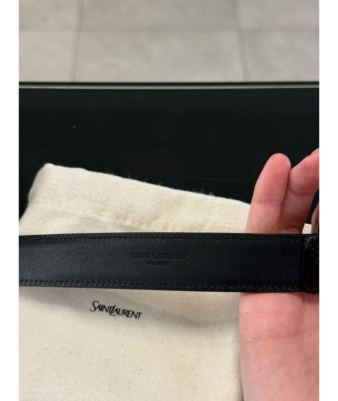 SAINT LAURENT Черный кожаный ремень, фото 3