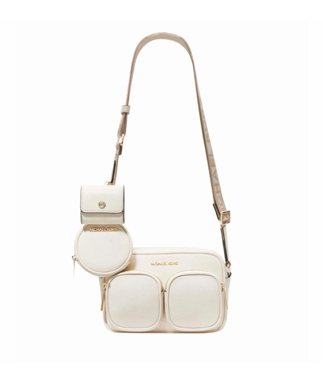 MICHAEL KORS Бежевая кожаная сумка через плечо, фото 9