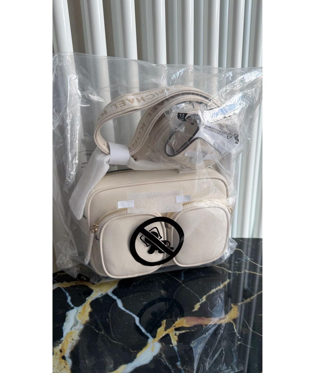 MICHAEL KORS Бежевая кожаная сумка через плечо, фото 6