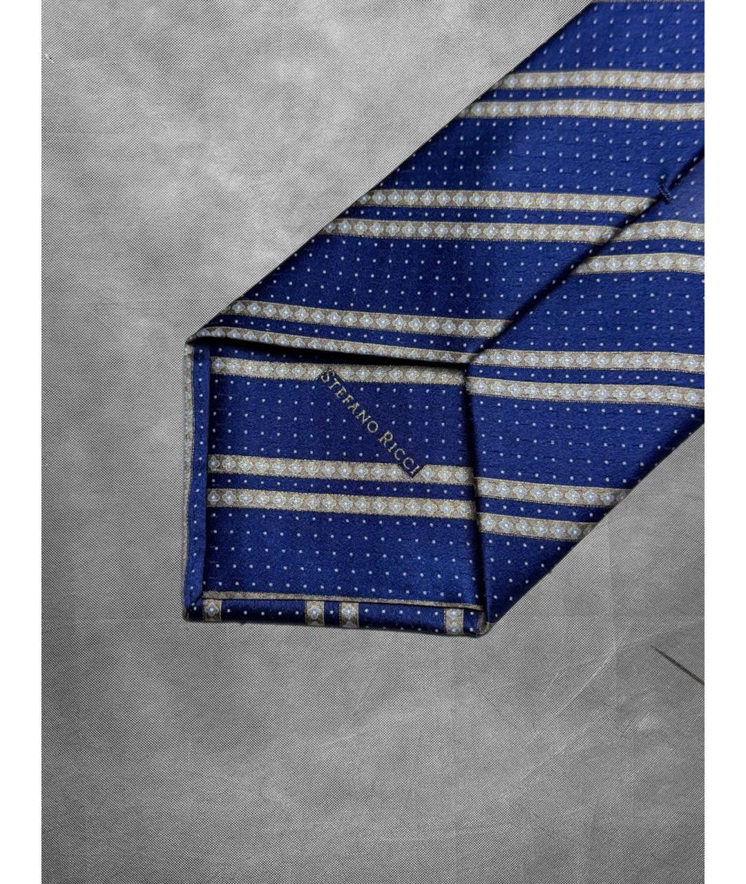 STEFANO RICCI Темно-синий шелковый галстук, фото 4