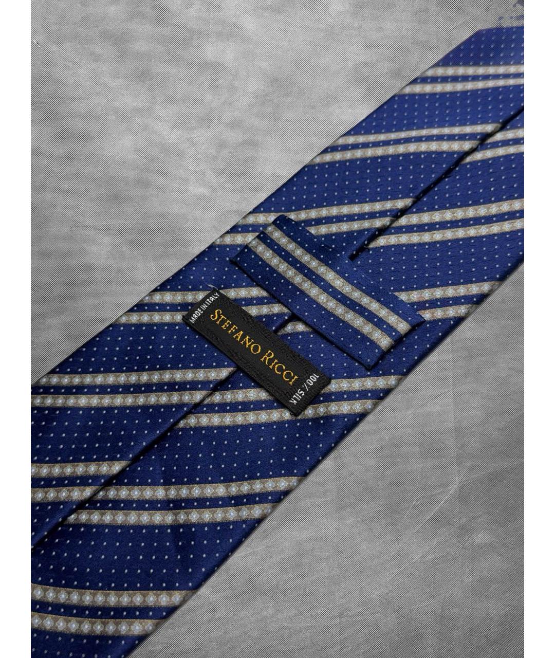 STEFANO RICCI Темно-синий шелковый галстук, фото 3