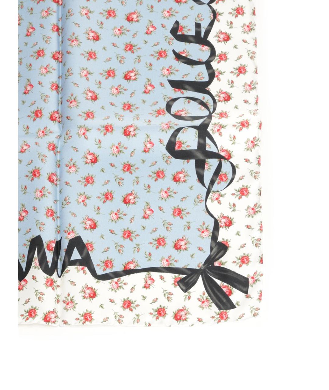 DOLCE&GABBANA Голубой шелковый шарф, фото 2