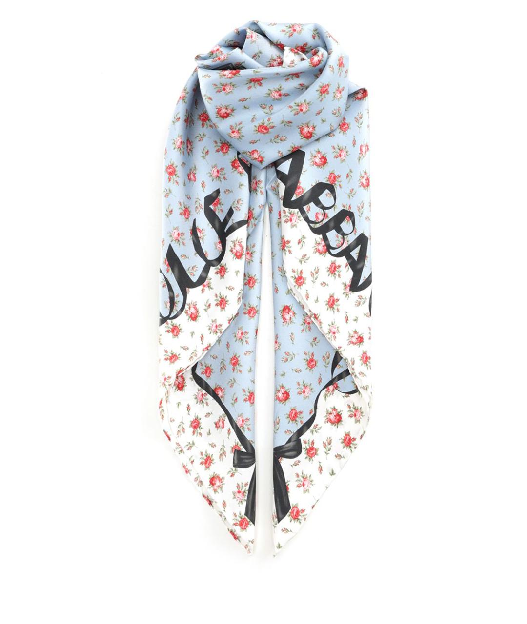 DOLCE&GABBANA Голубой шелковый шарф, фото 1