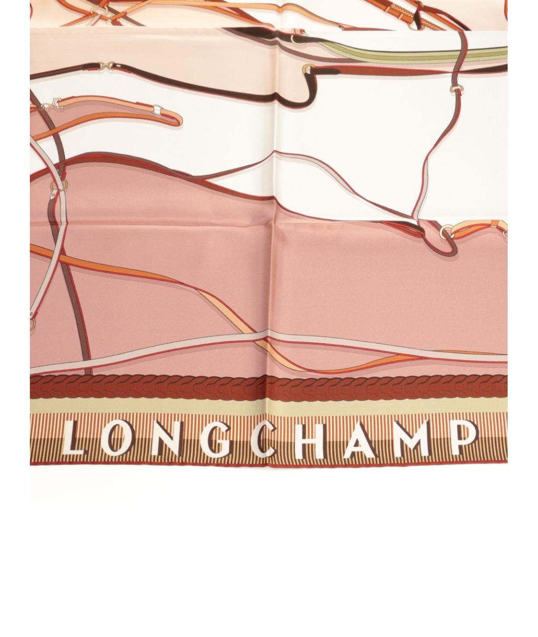 LONGCHAMP Розовый шелковый шарф, фото 2