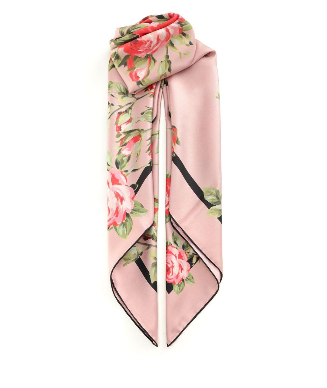 DOLCE&GABBANA Розовый шелковый шарф, фото 1