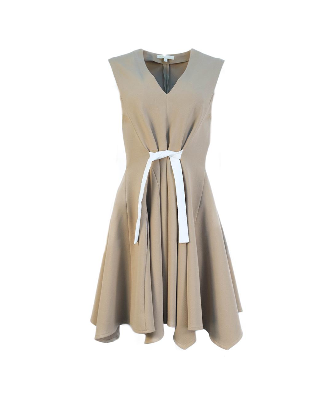 MAJE Бежевое полиэстеровое повседневное платье, фото 6
