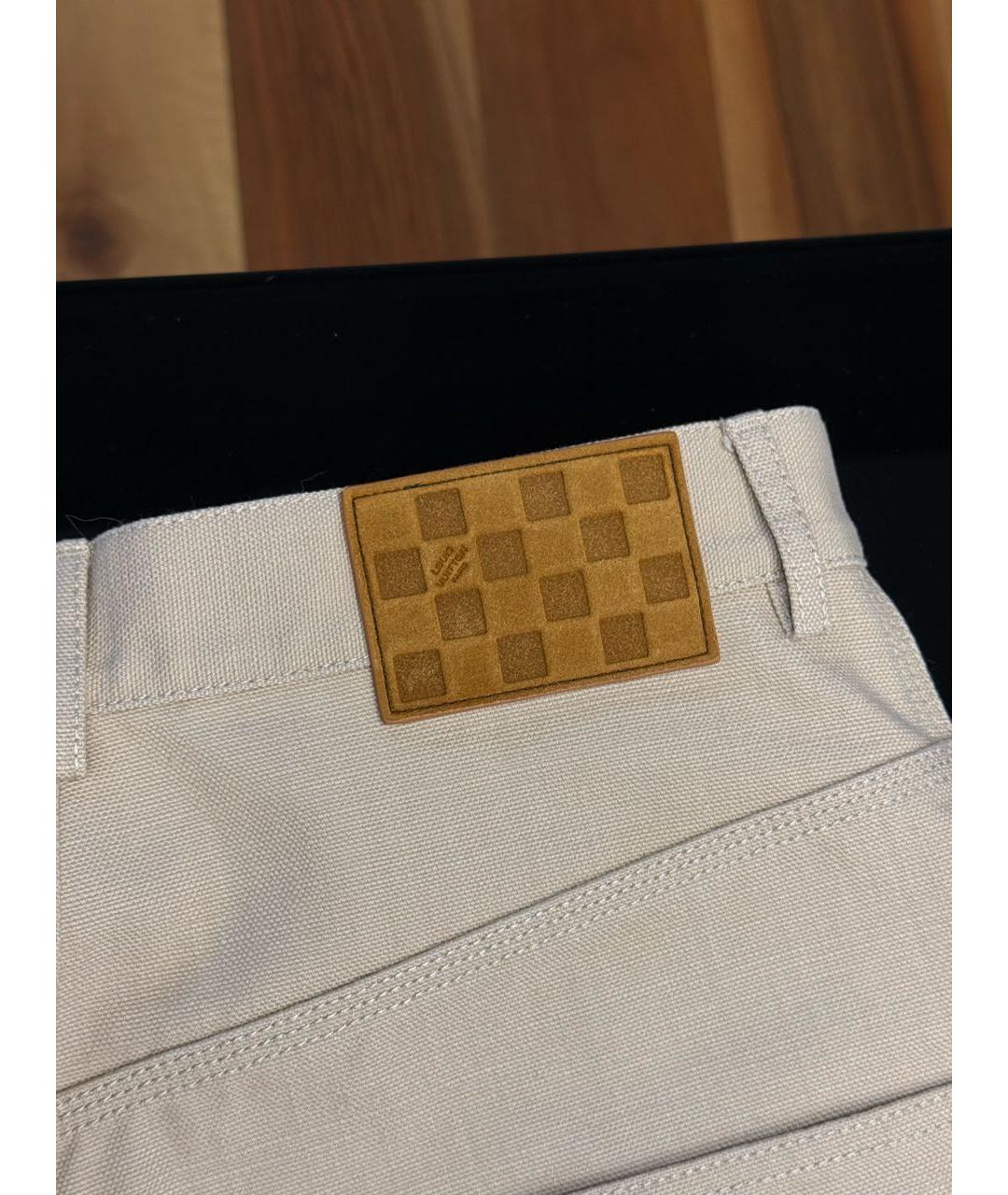 LOUIS VUITTON Бежевые хлопковые брюки широкие, фото 5