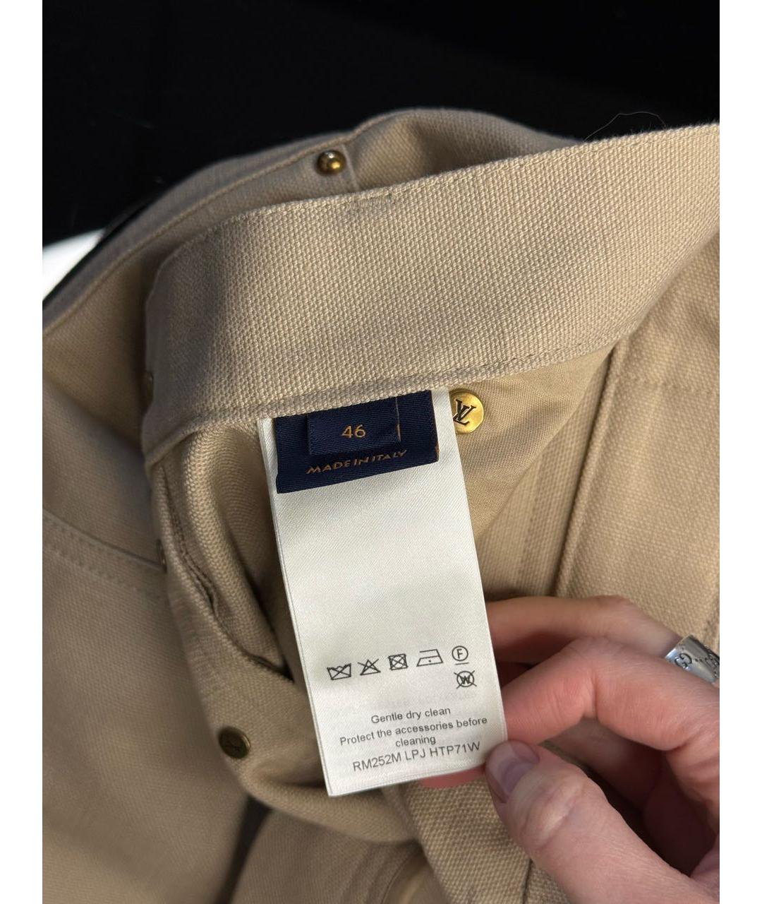 LOUIS VUITTON Бежевые хлопковые брюки широкие, фото 6