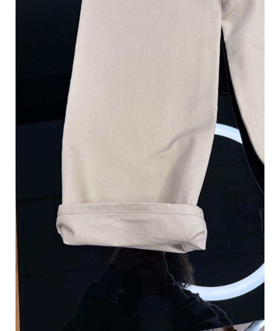 LOUIS VUITTON Бежевые хлопковые брюки широкие, фото 4