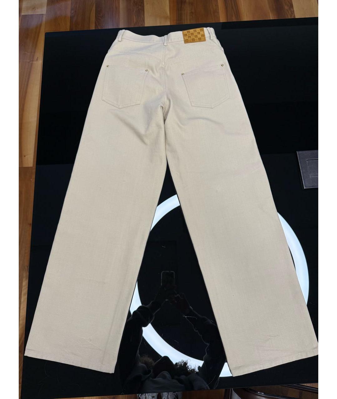 LOUIS VUITTON Бежевые хлопковые брюки широкие, фото 2