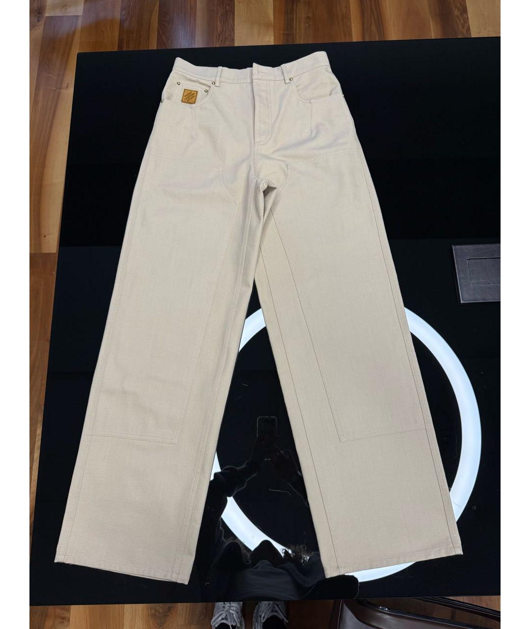 LOUIS VUITTON Бежевые хлопковые брюки широкие, фото 7