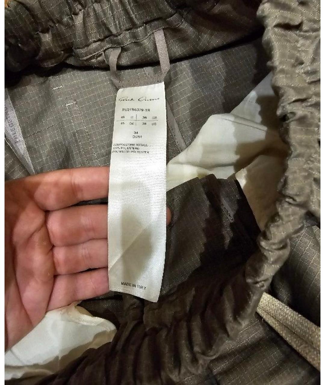 RICK OWENS Коричневые полиэстеровые повседневные брюки, фото 3