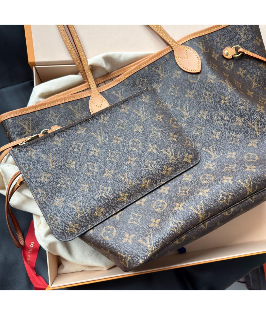LOUIS VUITTON Коричневая кожаная сумка тоут, фото 2