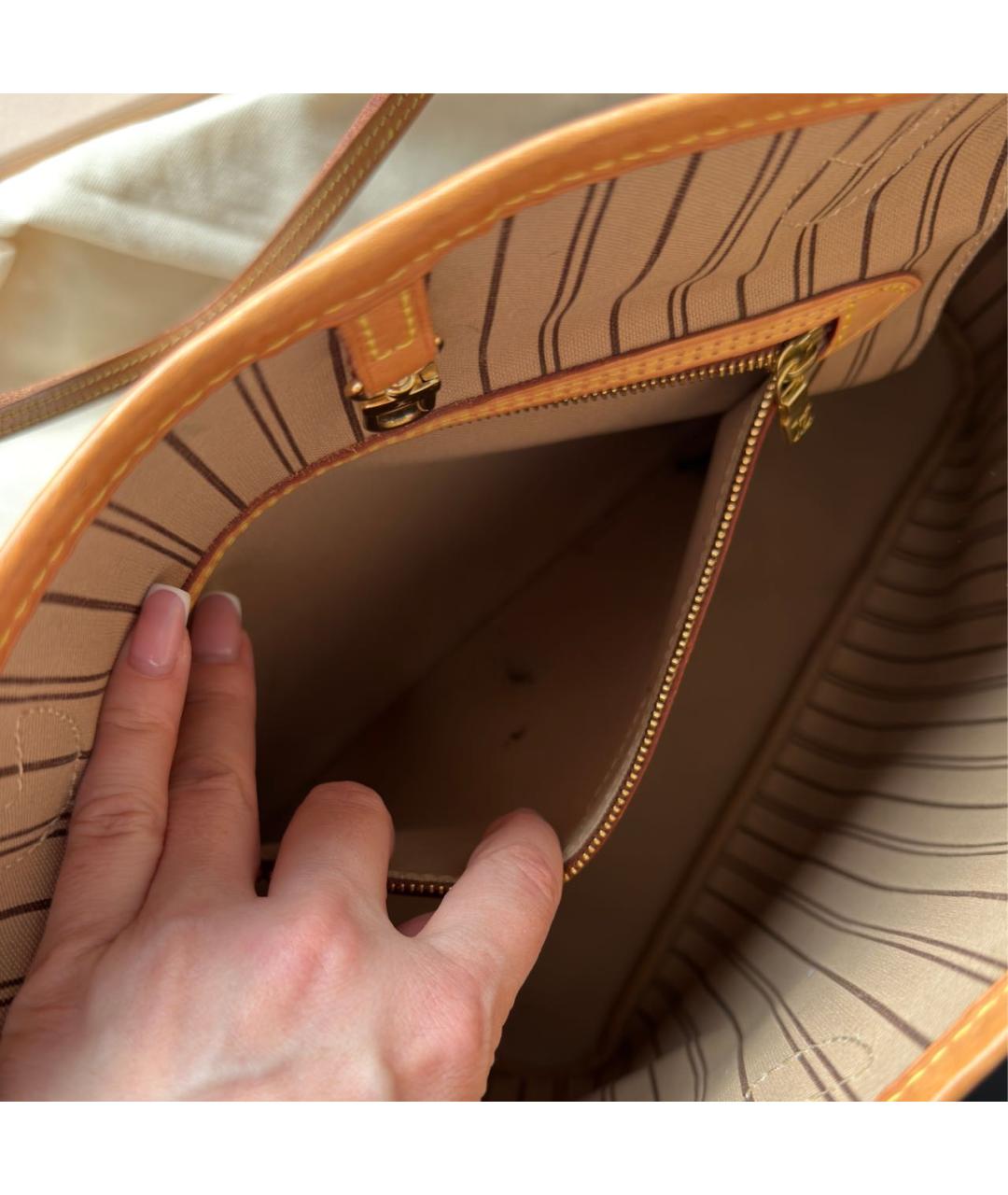 LOUIS VUITTON Коричневая кожаная сумка тоут, фото 5