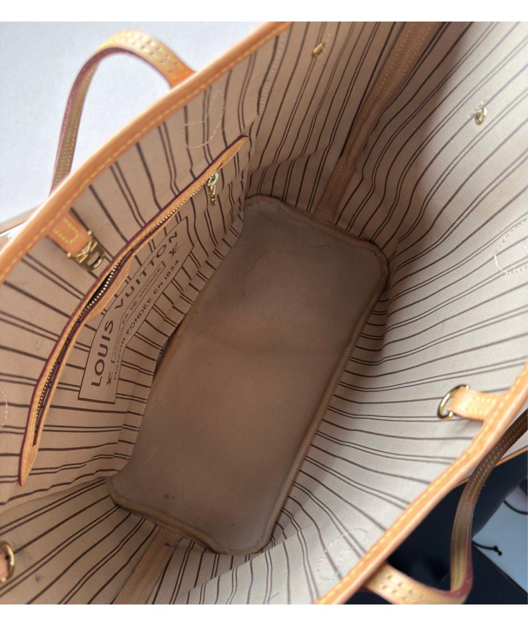 LOUIS VUITTON Коричневая кожаная сумка тоут, фото 6