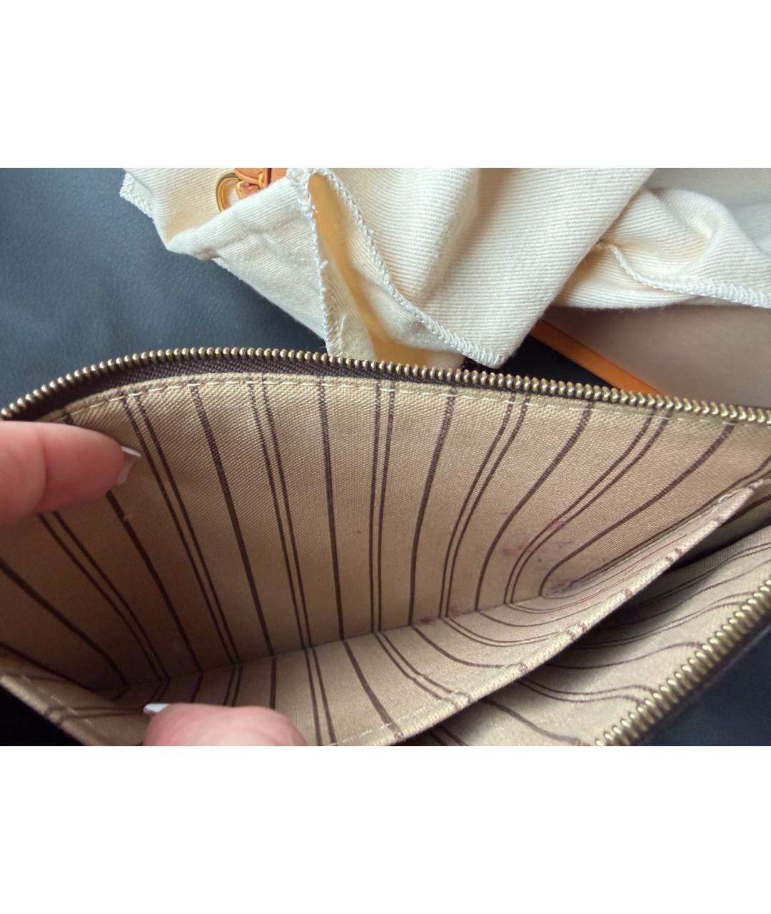 LOUIS VUITTON Коричневая кожаная сумка тоут, фото 3