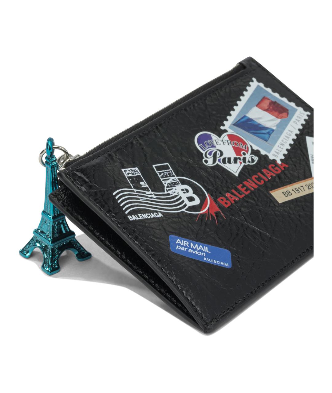 BALENCIAGA Черный кожаный кошелек, фото 4