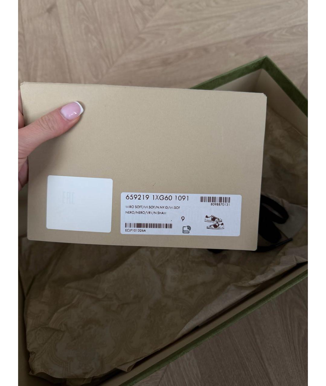 GUCCI Черные кожаные низкие кроссовки / кеды, фото 7