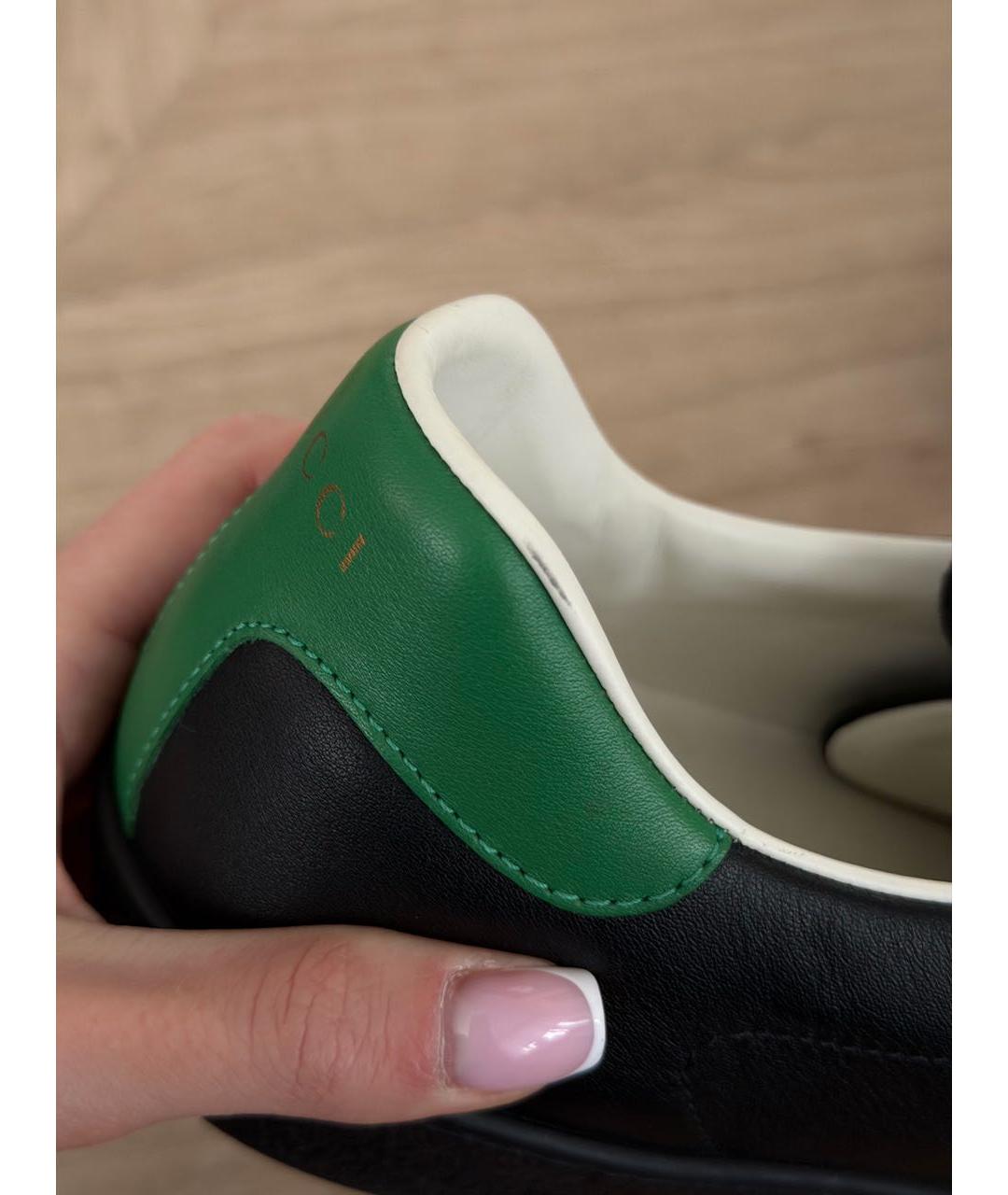 GUCCI Черные кожаные низкие кроссовки / кеды, фото 5