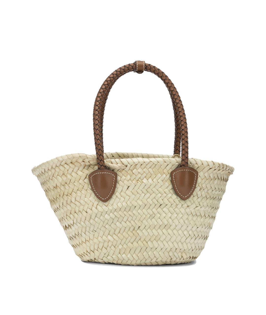 MIU MIU Бежевая пелетеная сумка тоут, фото 3