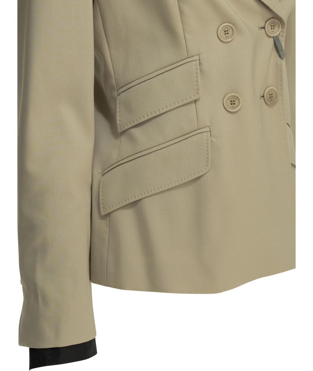 MAX MARA Бежевый шерстяной жакет/пиджак, фото 4