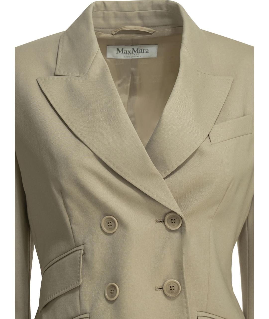 MAX MARA Бежевый шерстяной жакет/пиджак, фото 3