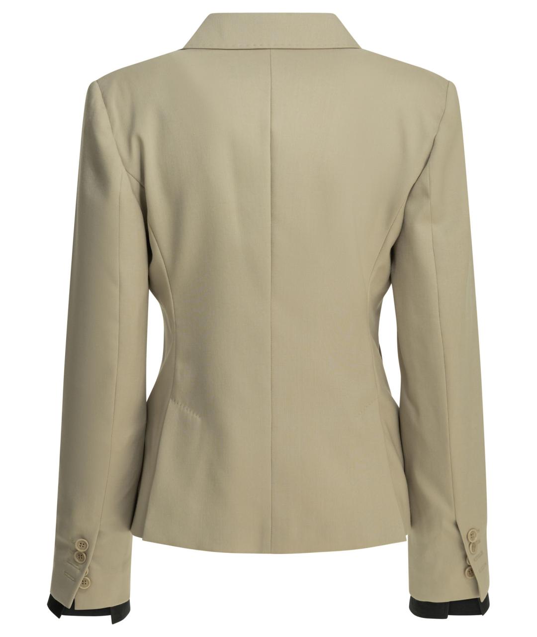 MAX MARA Бежевый шерстяной жакет/пиджак, фото 2