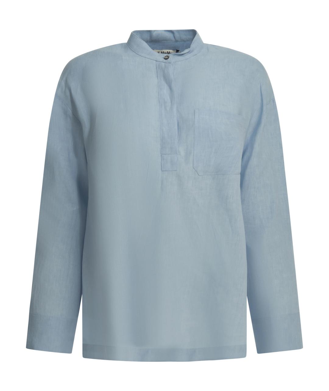 'S MAX MARA Голубая льняная рубашка, фото 1
