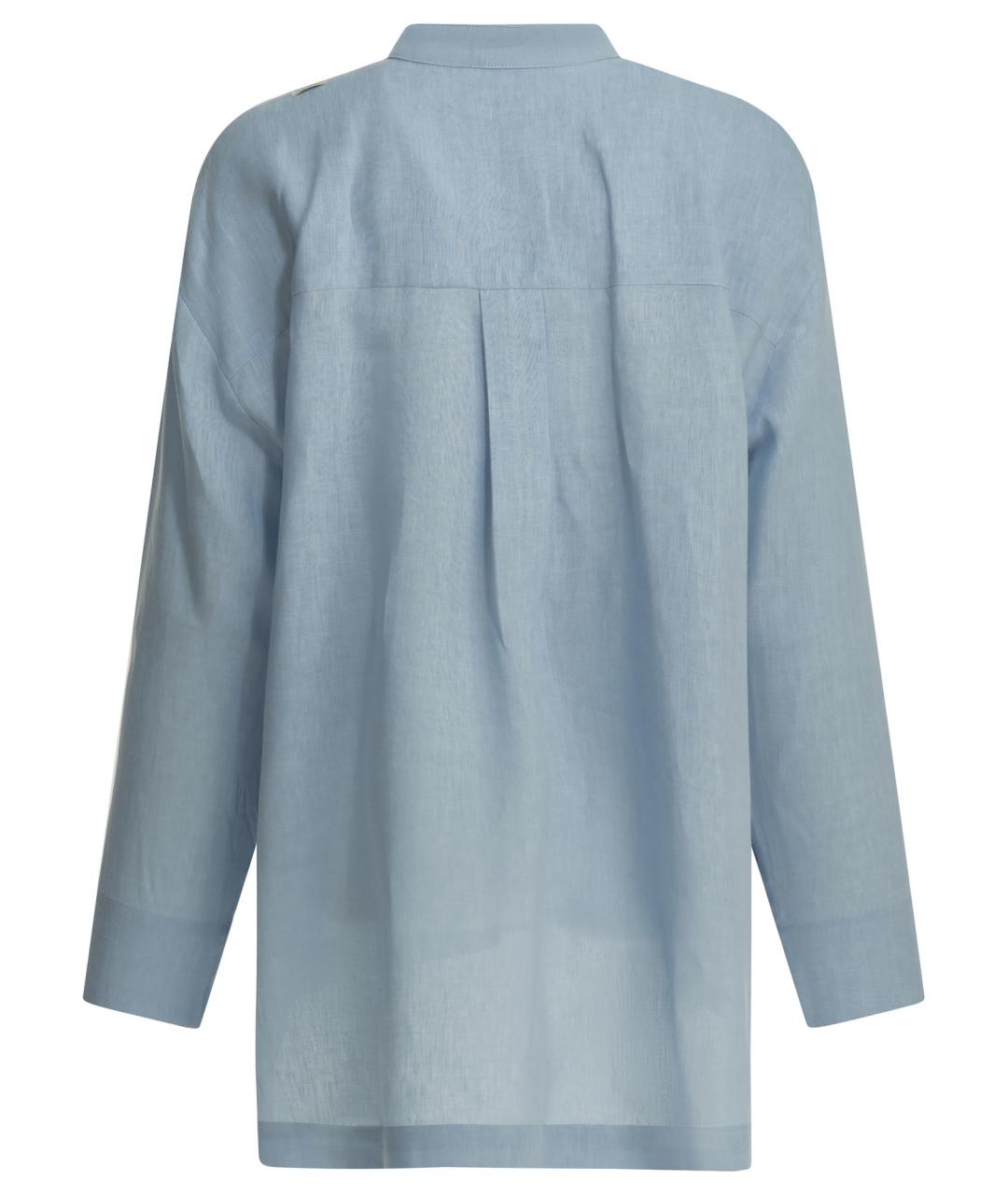 'S MAX MARA Голубая льняная рубашка, фото 2