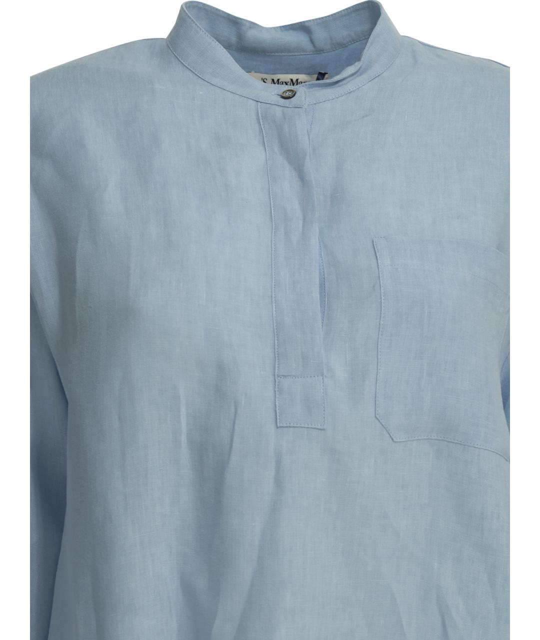 'S MAX MARA Голубая льняная рубашка, фото 3