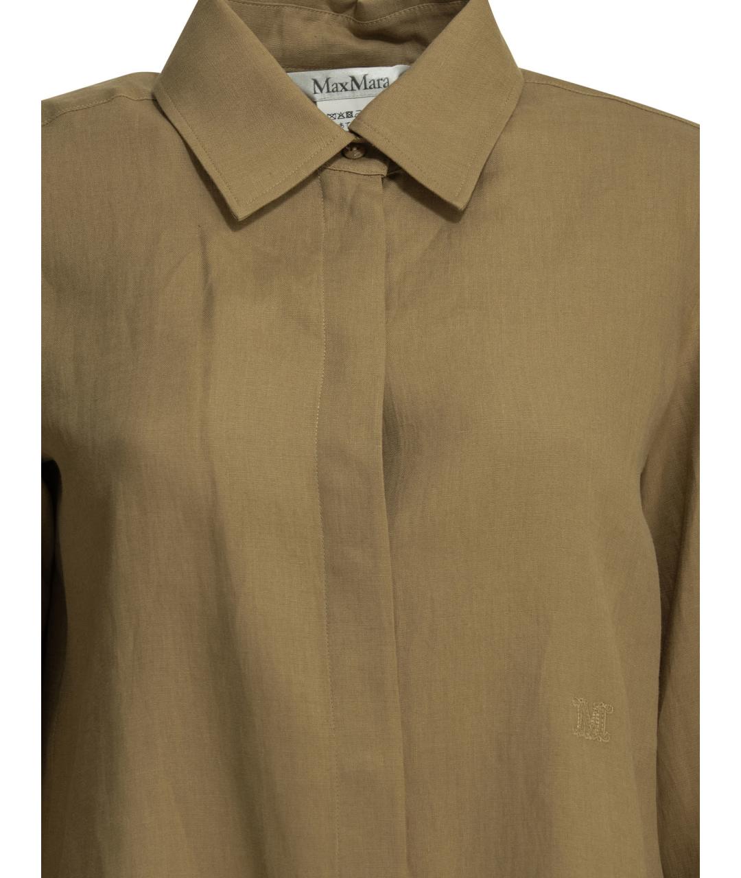 MAX MARA Коричневая льняная рубашка, фото 3